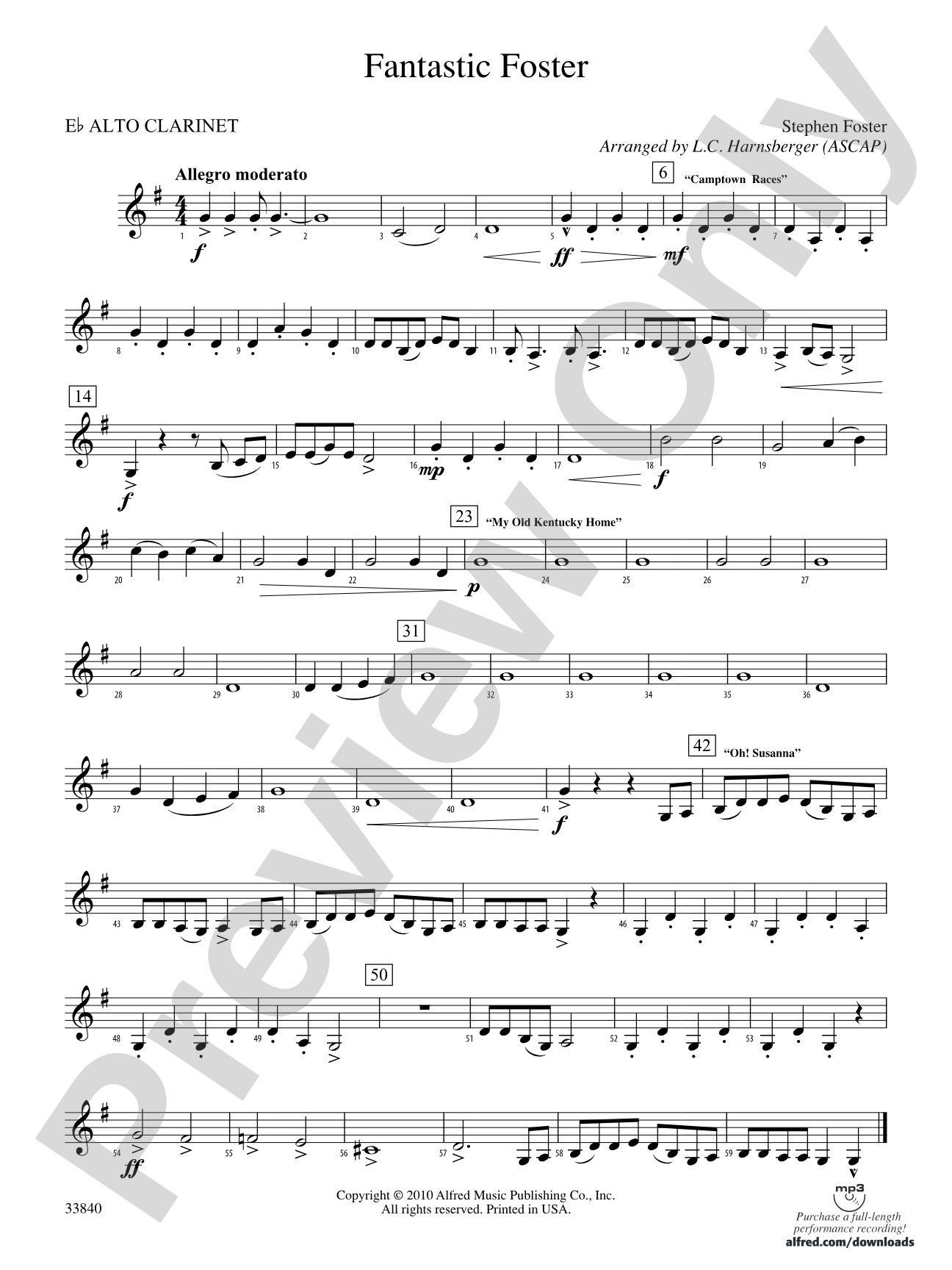 Fantastic Foster: (wp) E-flat Alto Clarinet