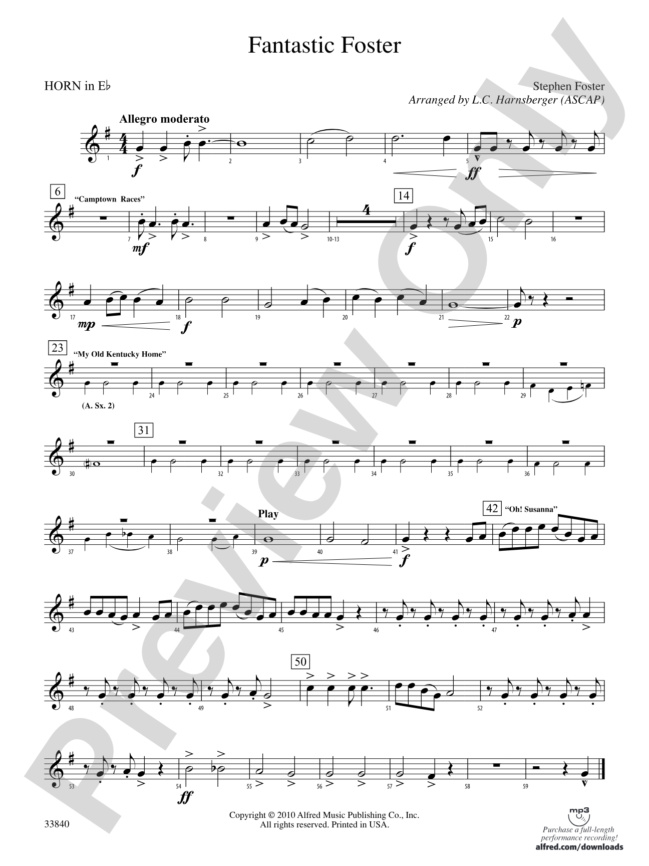 Fantastic Foster: (wp) 1st Horn in E-flat