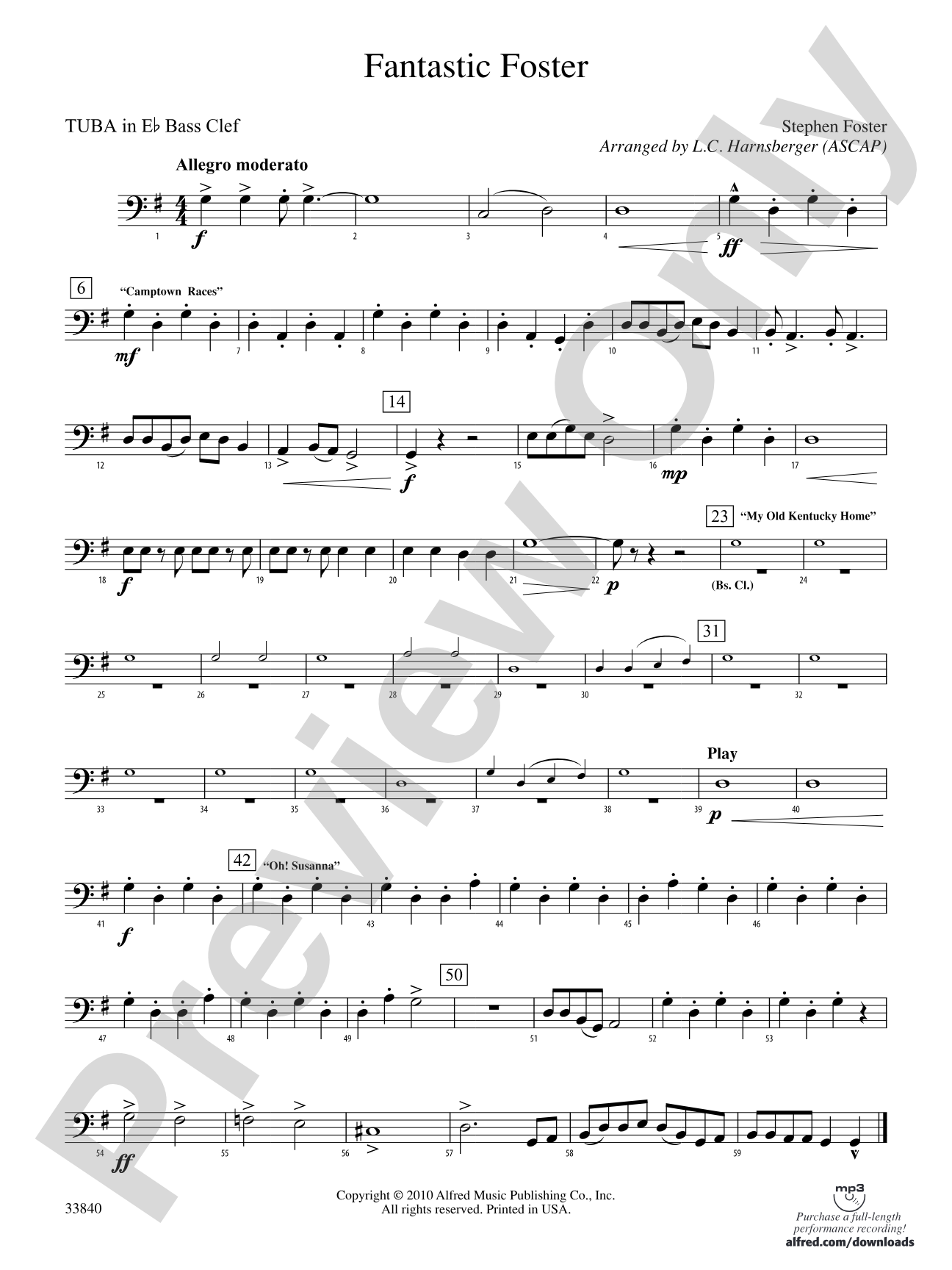Fantastic Foster: (wp) E-flat Tuba B.C.