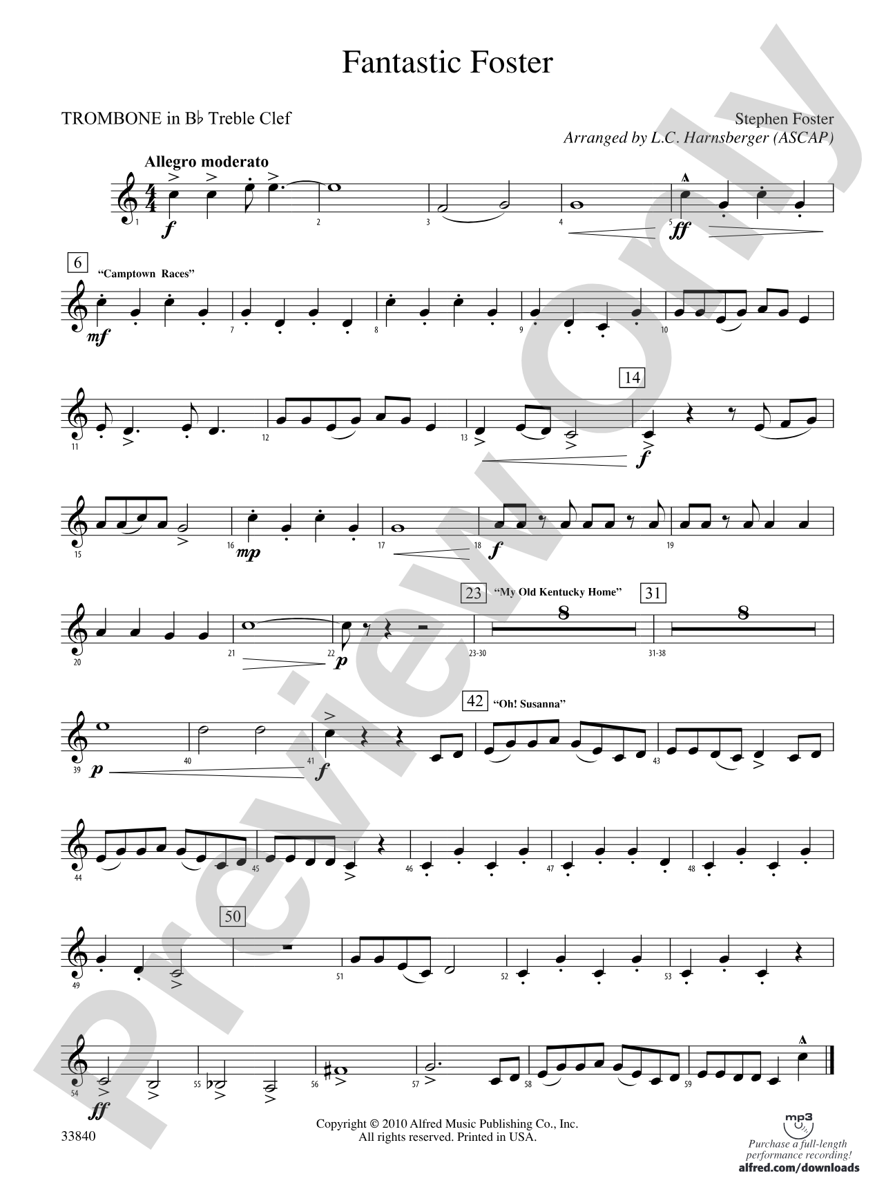 Fantastic Foster: (wp) 1st B-flat Trombone T.C.