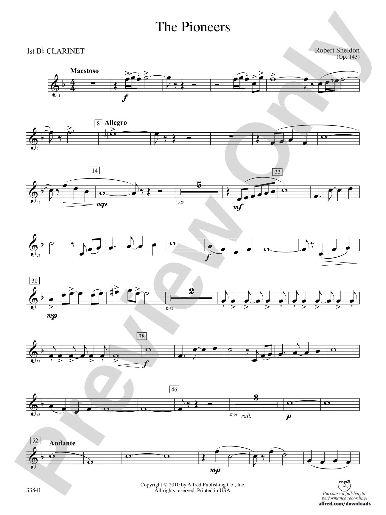 The Pioneers: 1st B-flat Clarinet