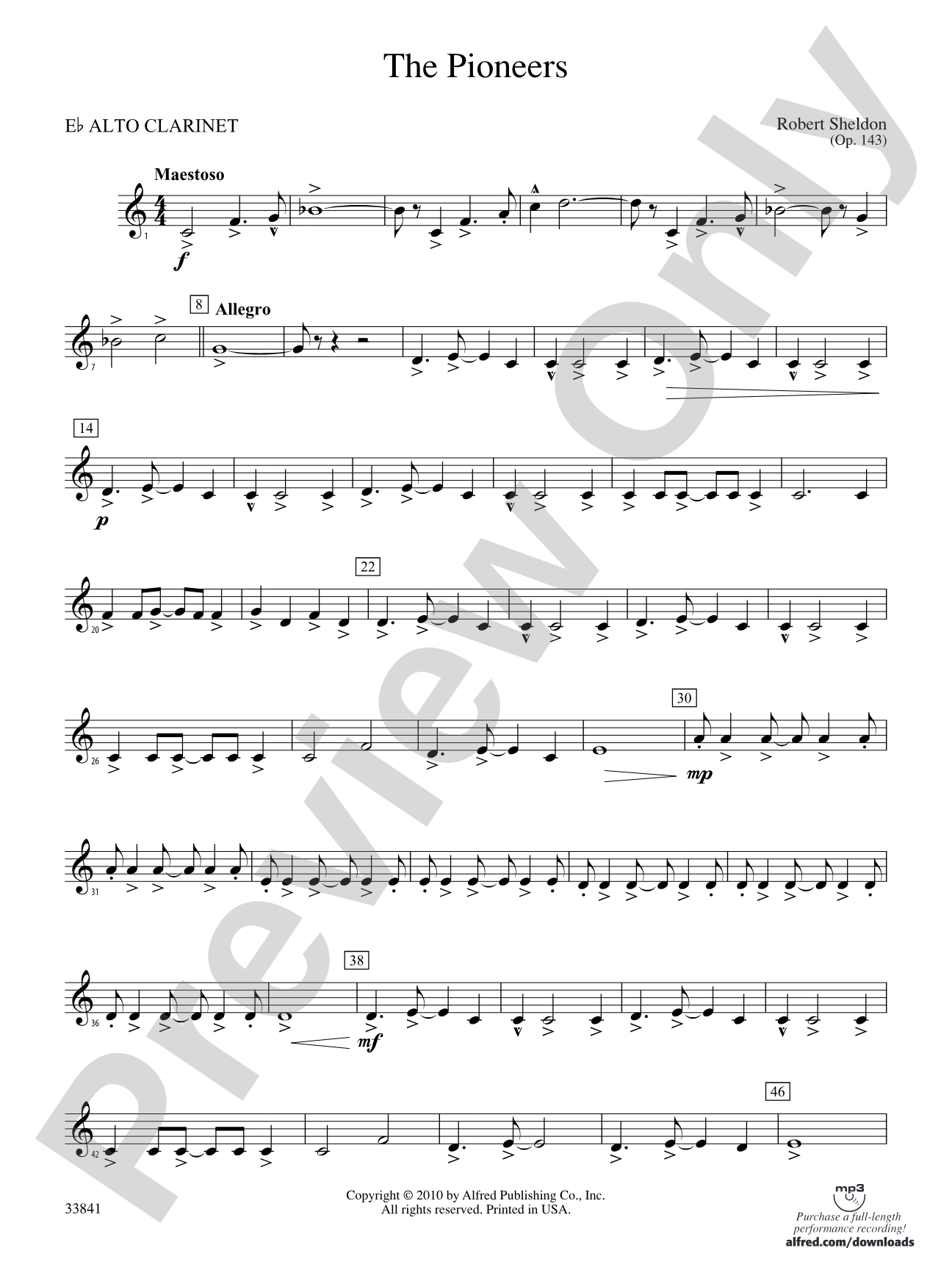 The Pioneers: (wp) E-flat Alto Clarinet