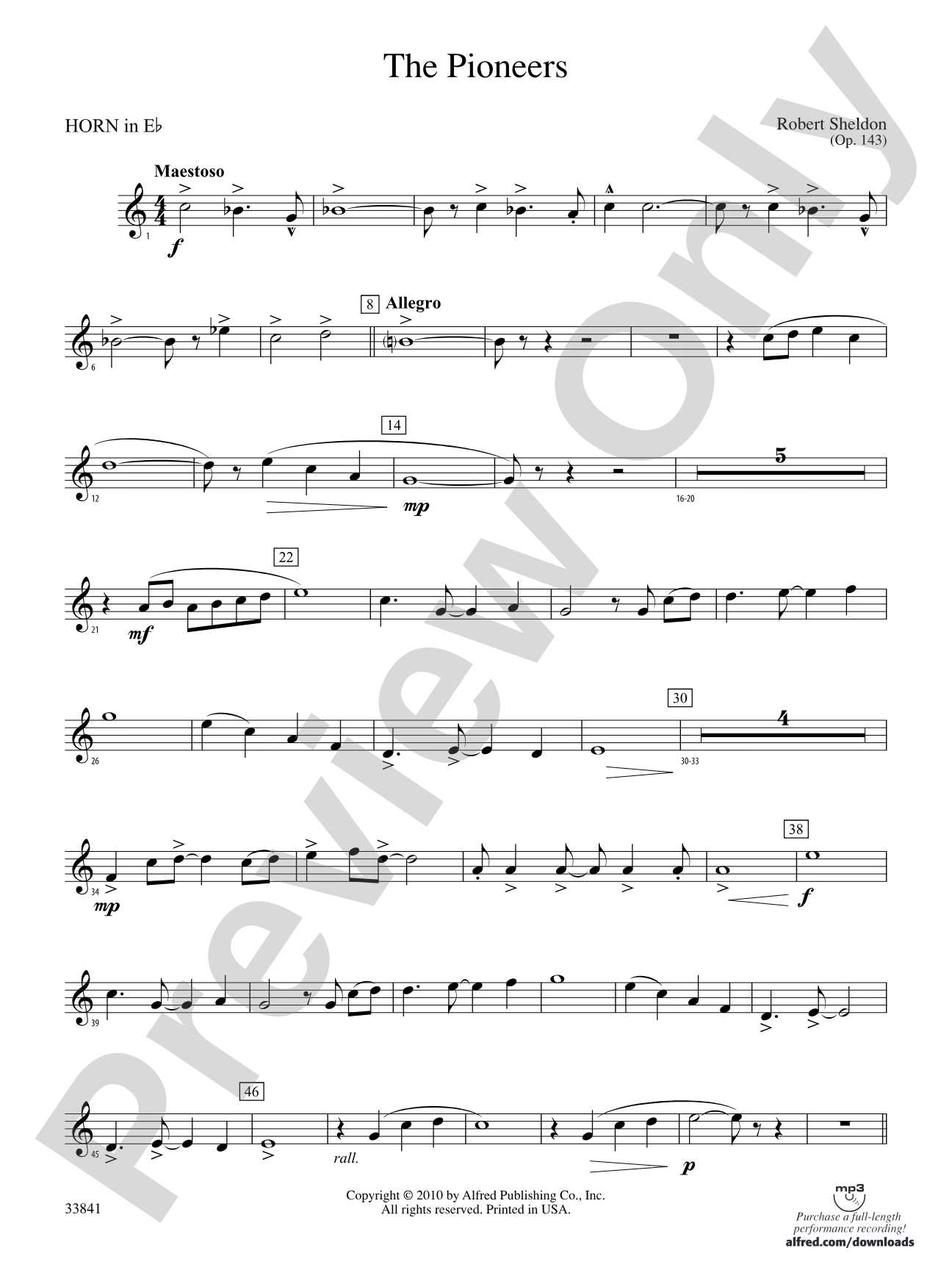 The Pioneers: (wp) 1st Horn in E-flat