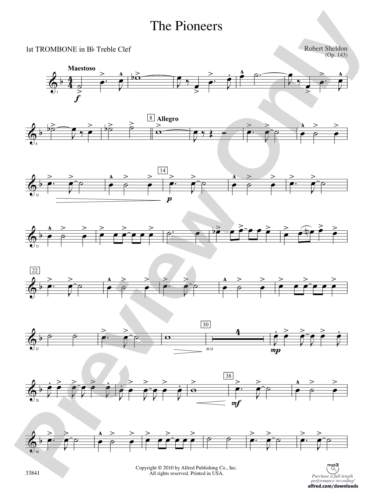 The Pioneers: (wp) 1st B-flat Trombone T.C.