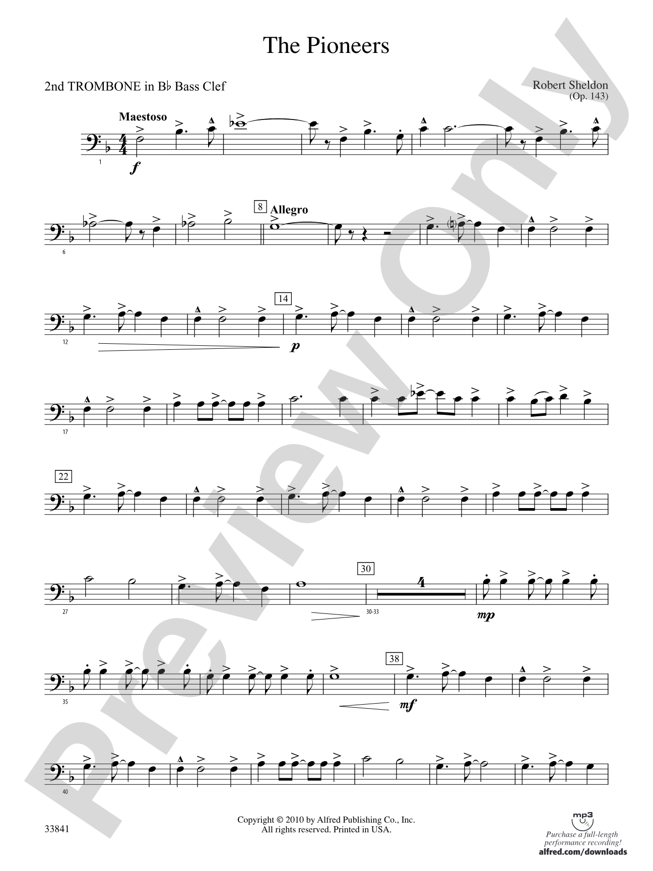 The Pioneers: (wp) 2nd B-flat Trombone B.C.