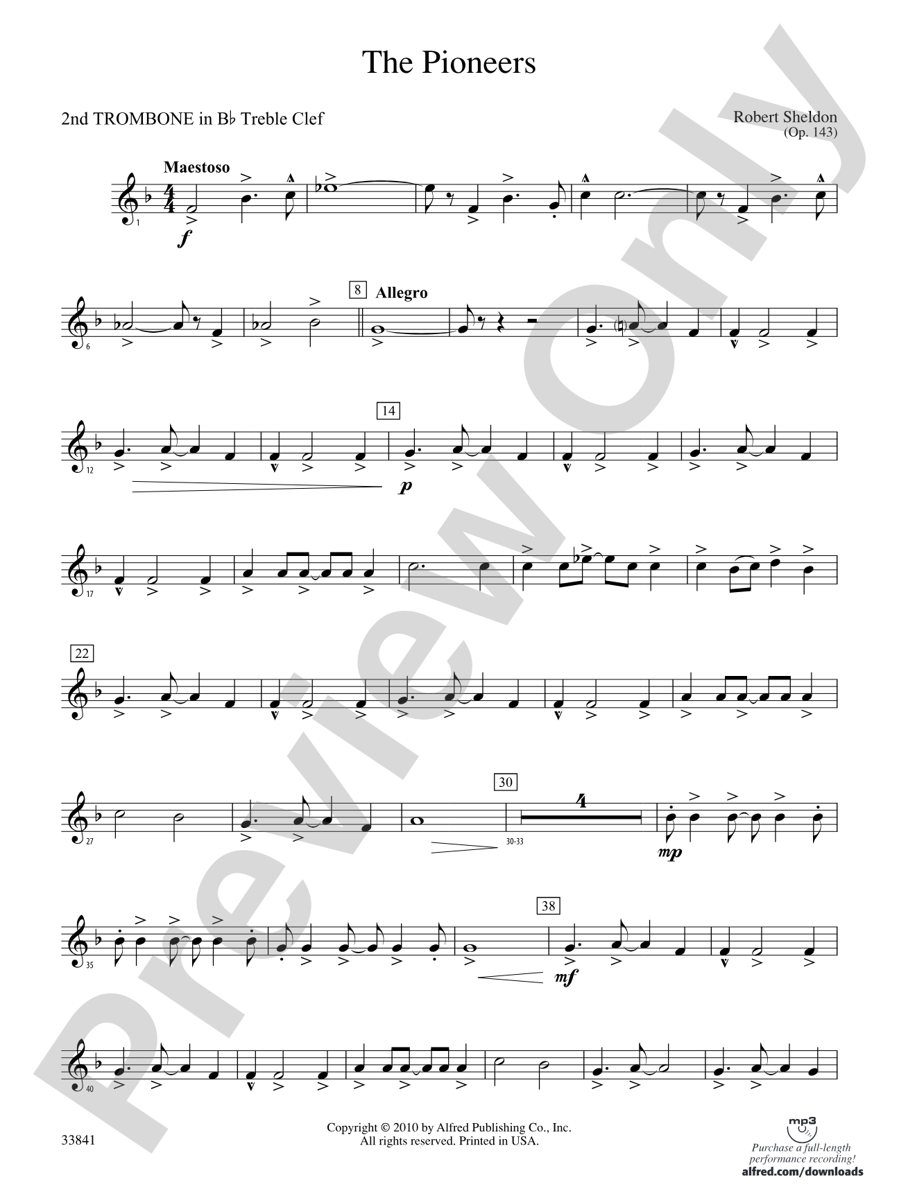The Pioneers: (wp) 2nd B-flat Trombone T.C.