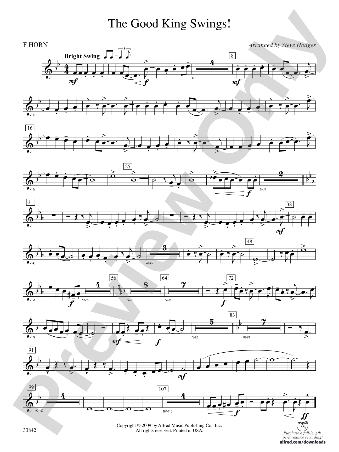 The Good King Swings!: 1st F Horn