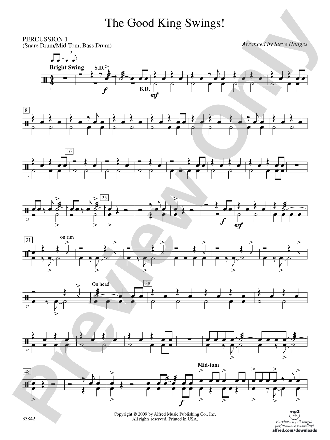 The Good King Swings!: 1st Percussion