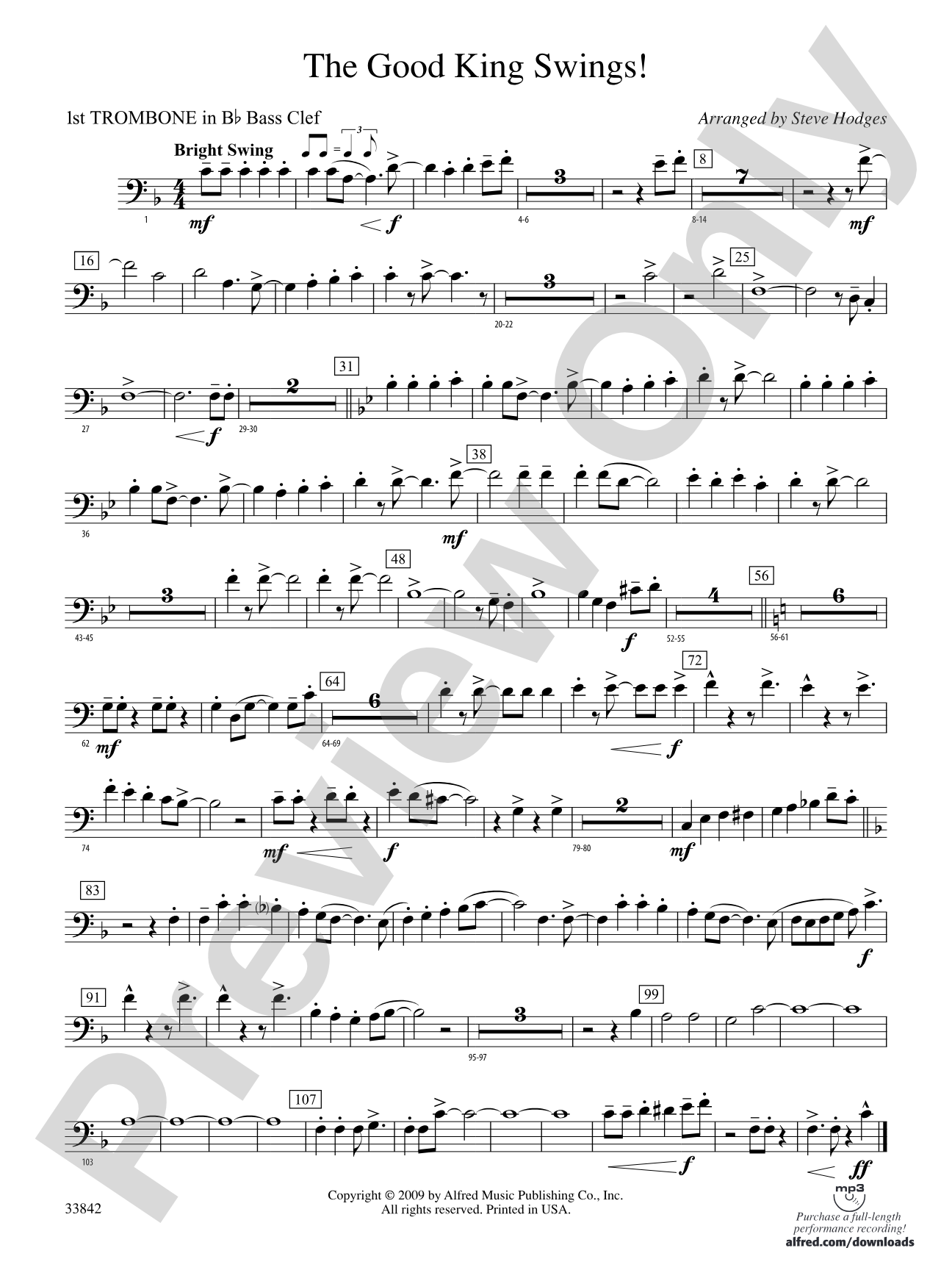 The Good King Swings!: (wp) 1st B-flat Trombone B.C.