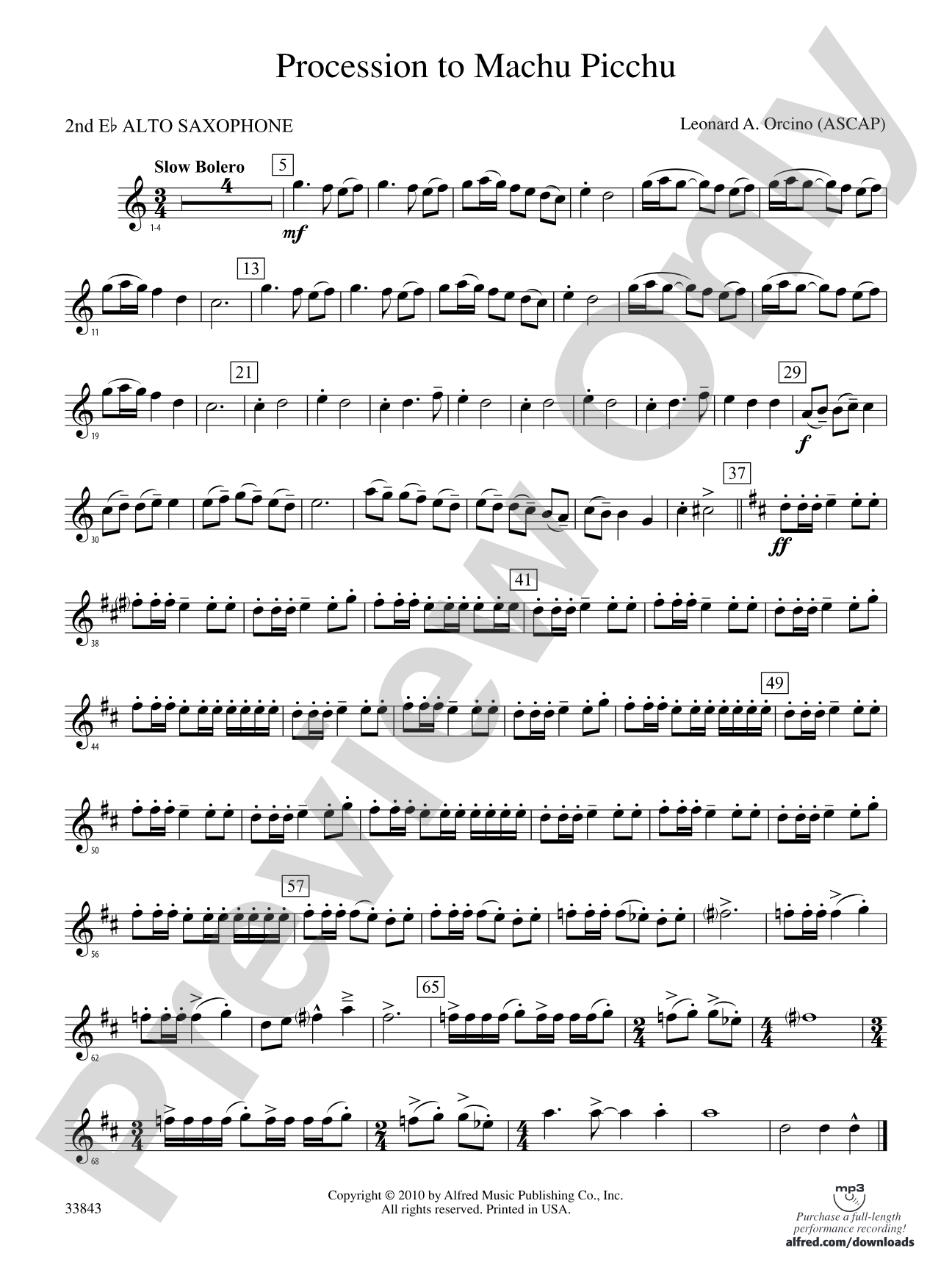 Procession to Machu Picchu: 2nd E-flat Alto Saxophone