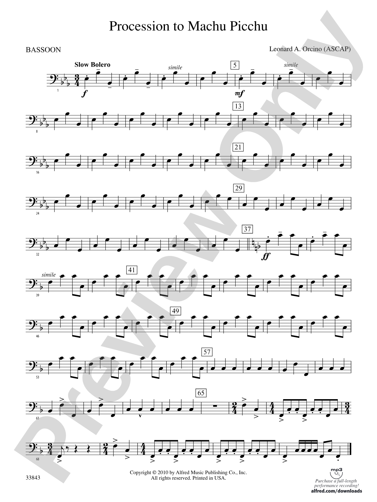 Procession to Machu Picchu: Bassoon