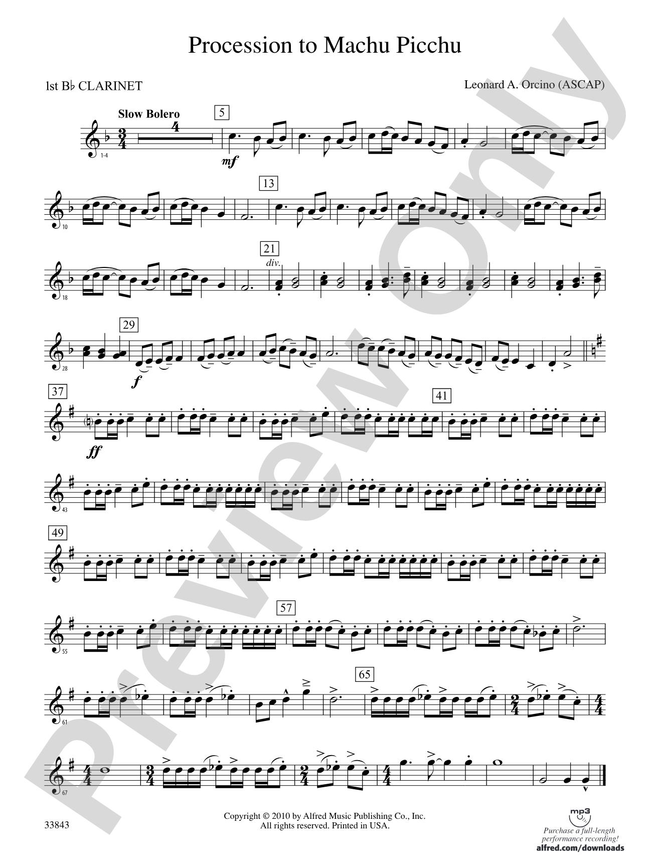 Procession to Machu Picchu: 1st B-flat Clarinet