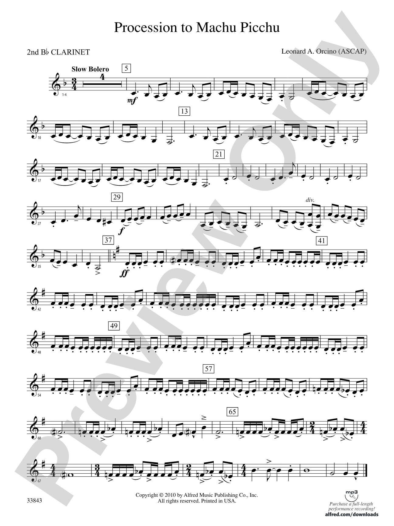 Procession to Machu Picchu: 2nd B-flat Clarinet
