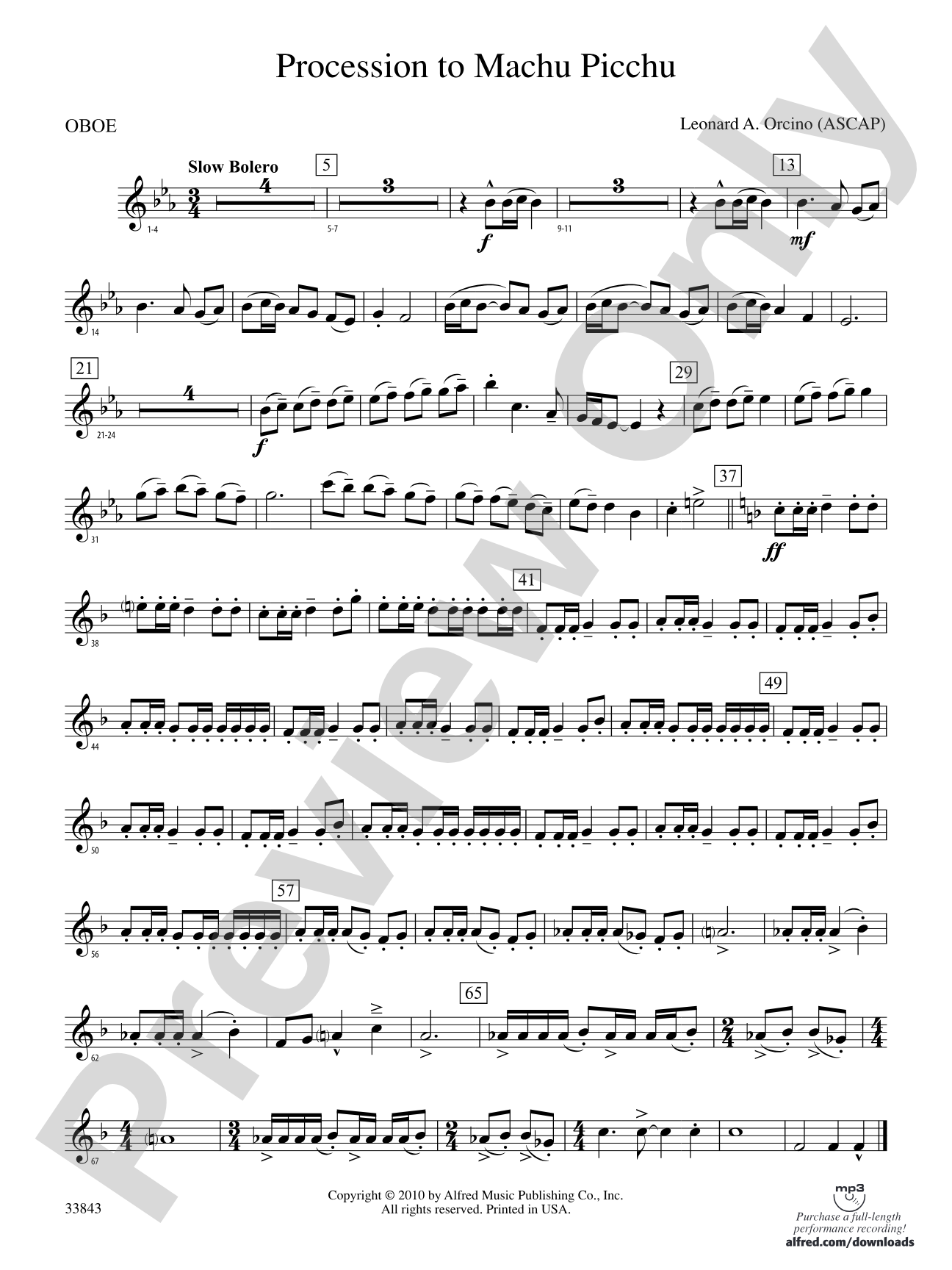 Procession to Machu Picchu: Oboe