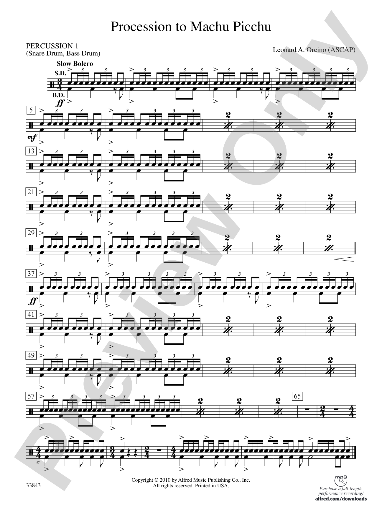 Procession to Machu Picchu: 1st Percussion