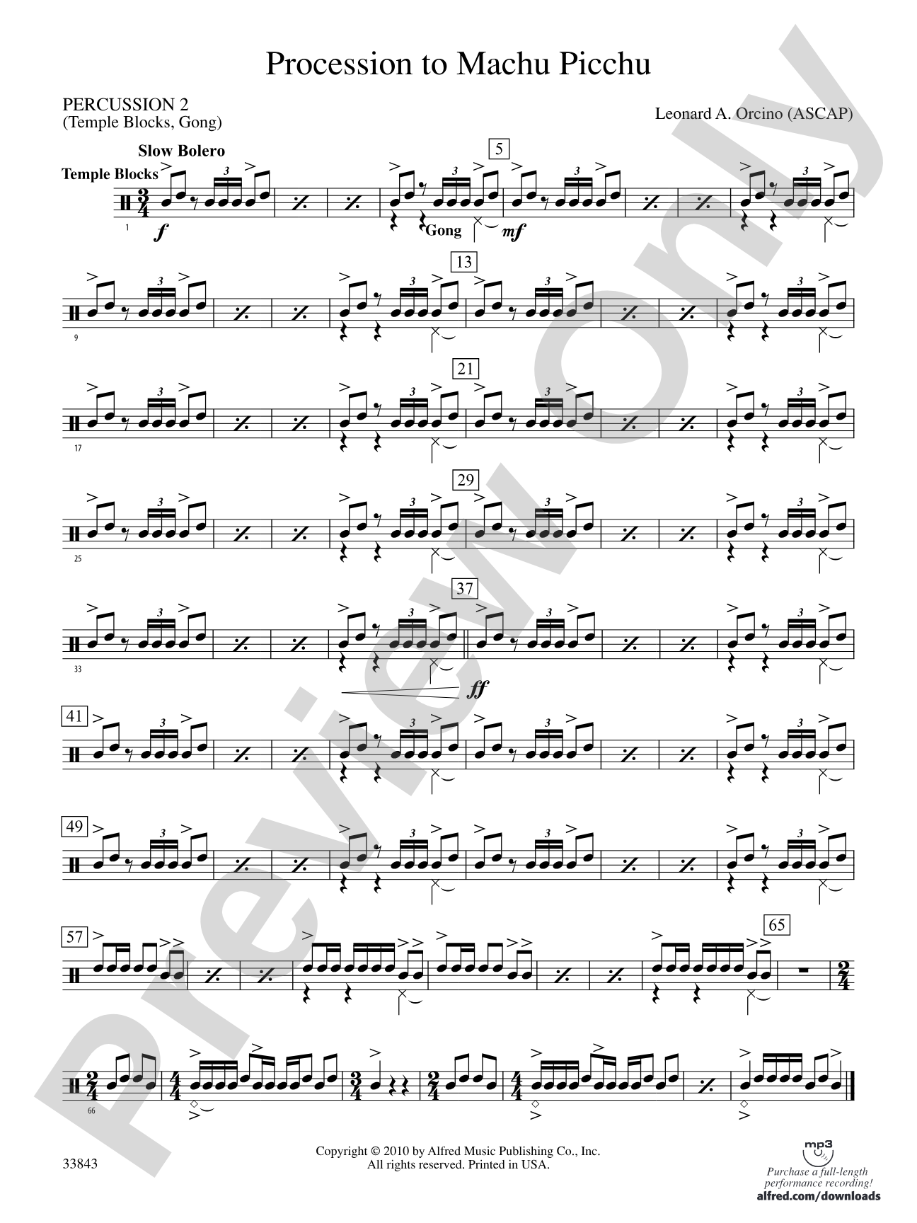 Procession to Machu Picchu: 2nd Percussion