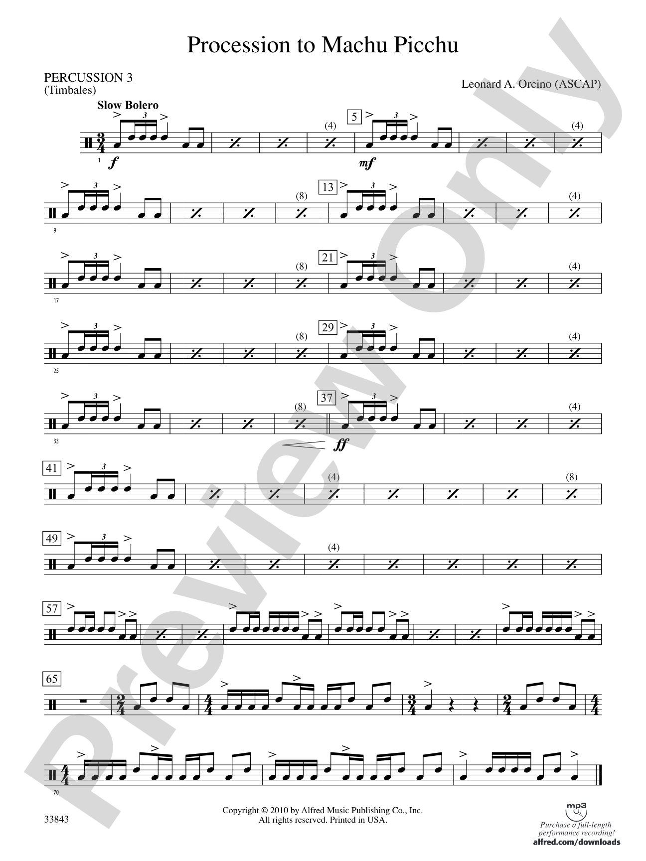 Procession to Machu Picchu: 3rd Percussion