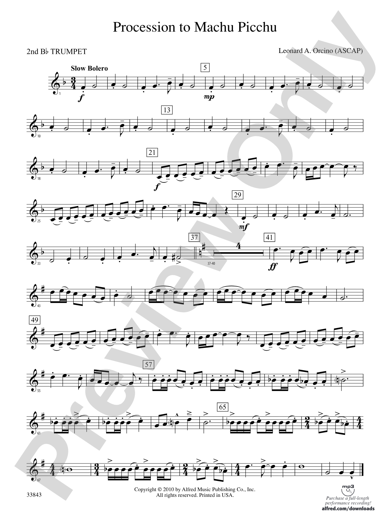 Procession to Machu Picchu: 2nd B-flat Trumpet