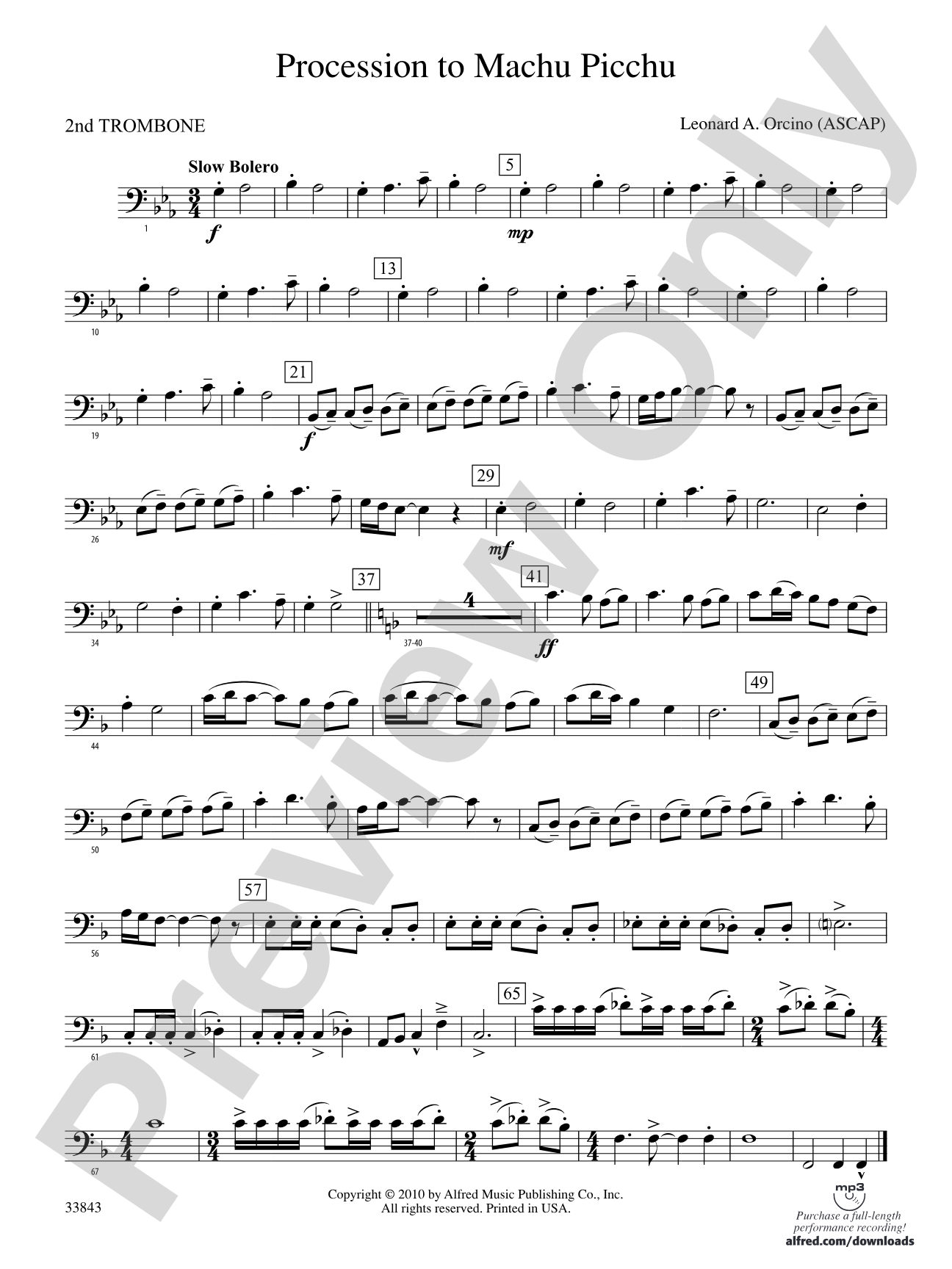 Procession to Machu Picchu: 2nd Trombone