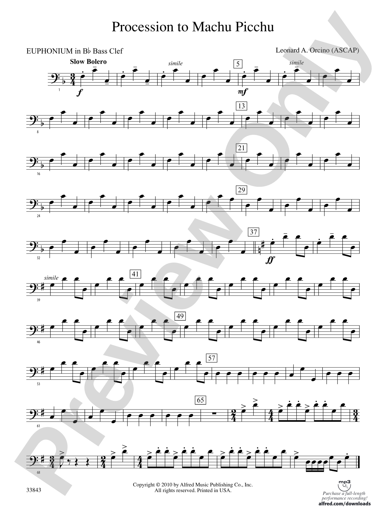 Procession to Machu Picchu: (wp) B-flat Baritone B.C.
