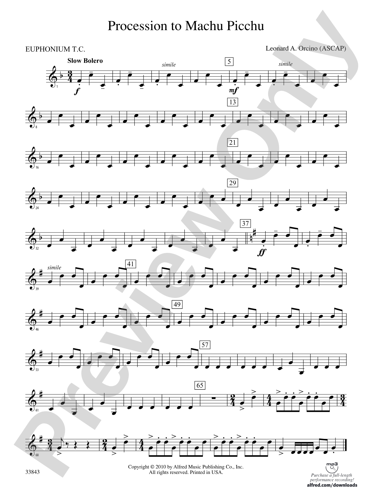 Procession to Machu Picchu: (wp) Baritone T.C.