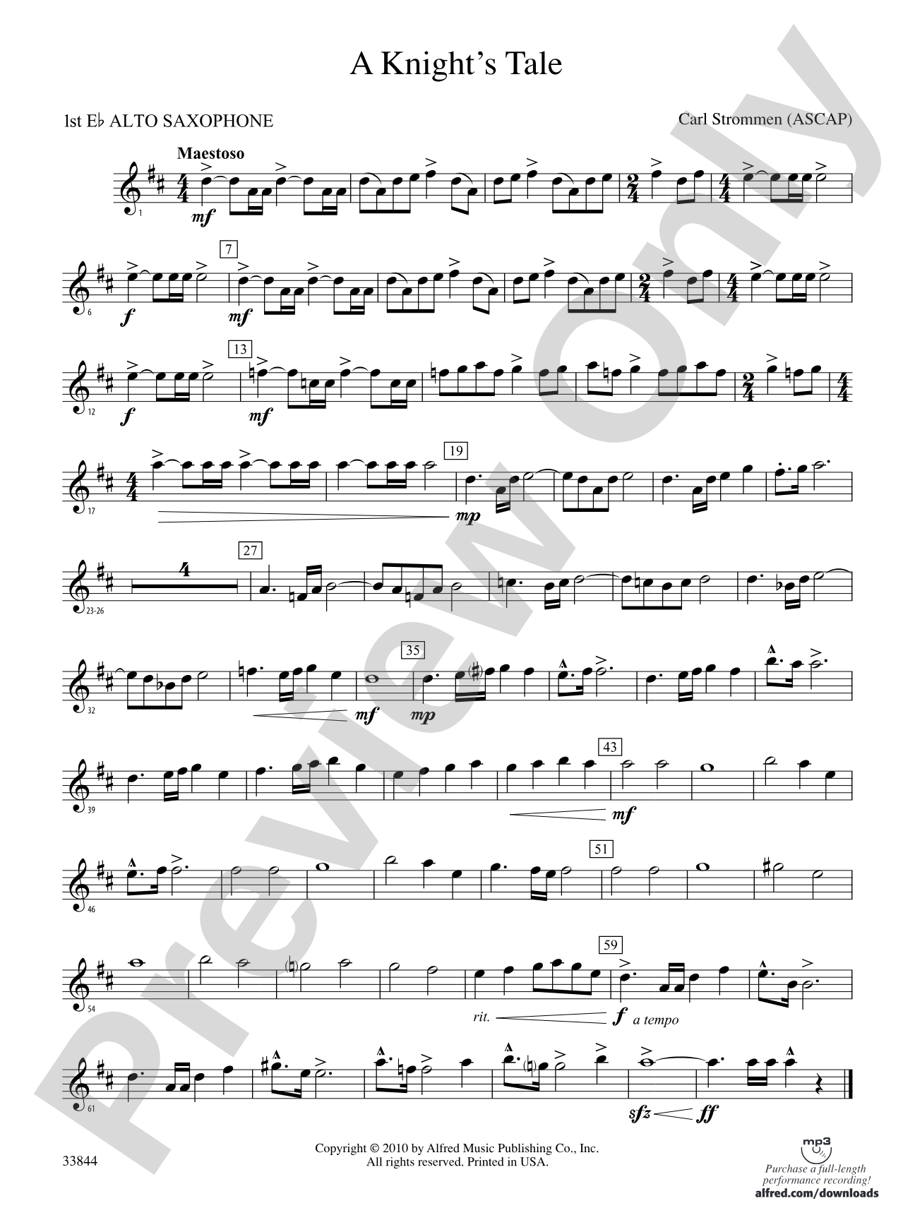 A Knight's Tale: E-flat Alto Saxophone