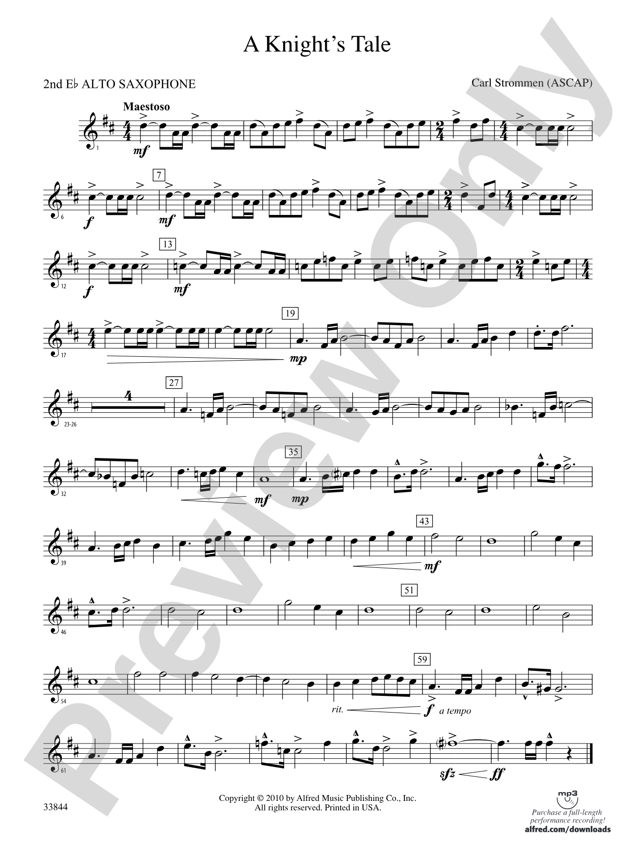 A Knight's Tale: 2nd E-flat Alto Saxophone