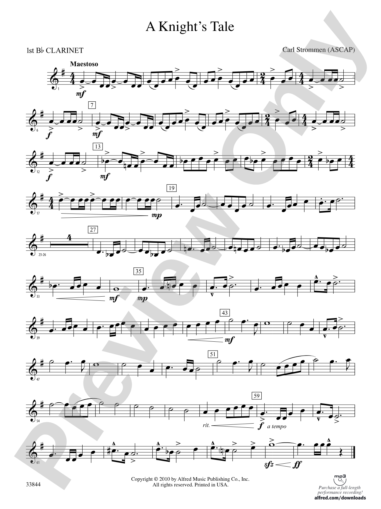 A Knight's Tale: 1st B-flat Clarinet