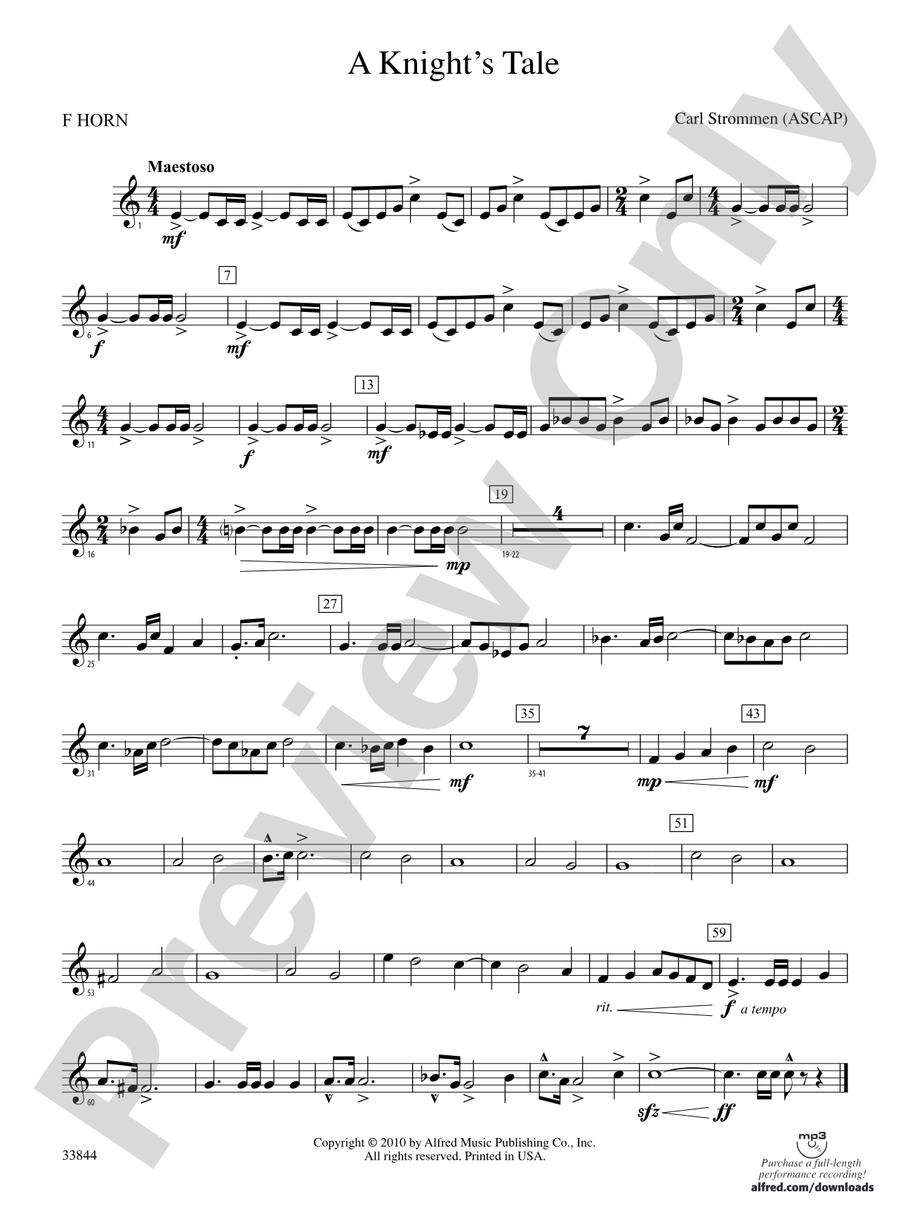 A Knight's Tale: 1st F Horn