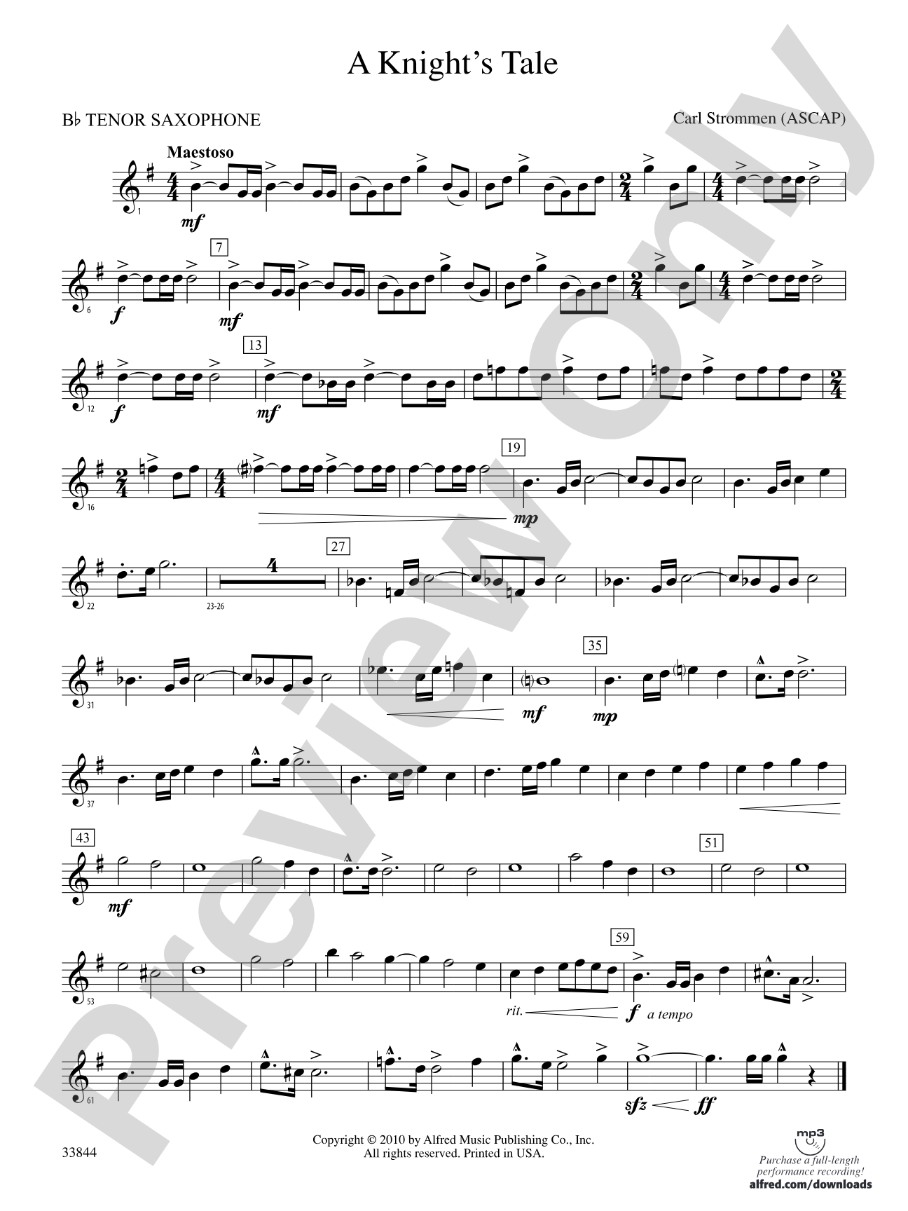 A Knight's Tale: B-flat Tenor Saxophone