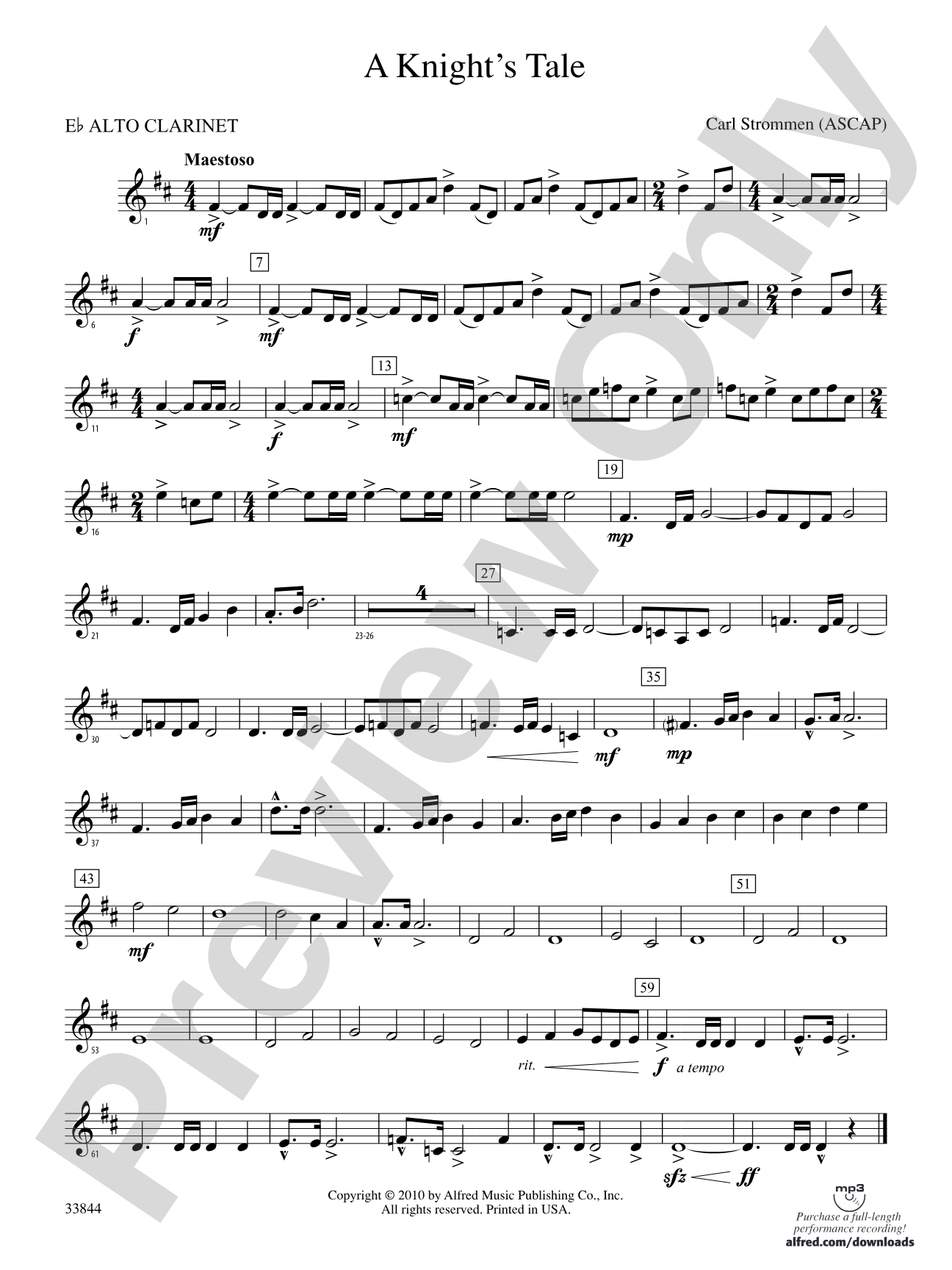 A Knight's Tale: (wp) E-flat Alto Clarinet