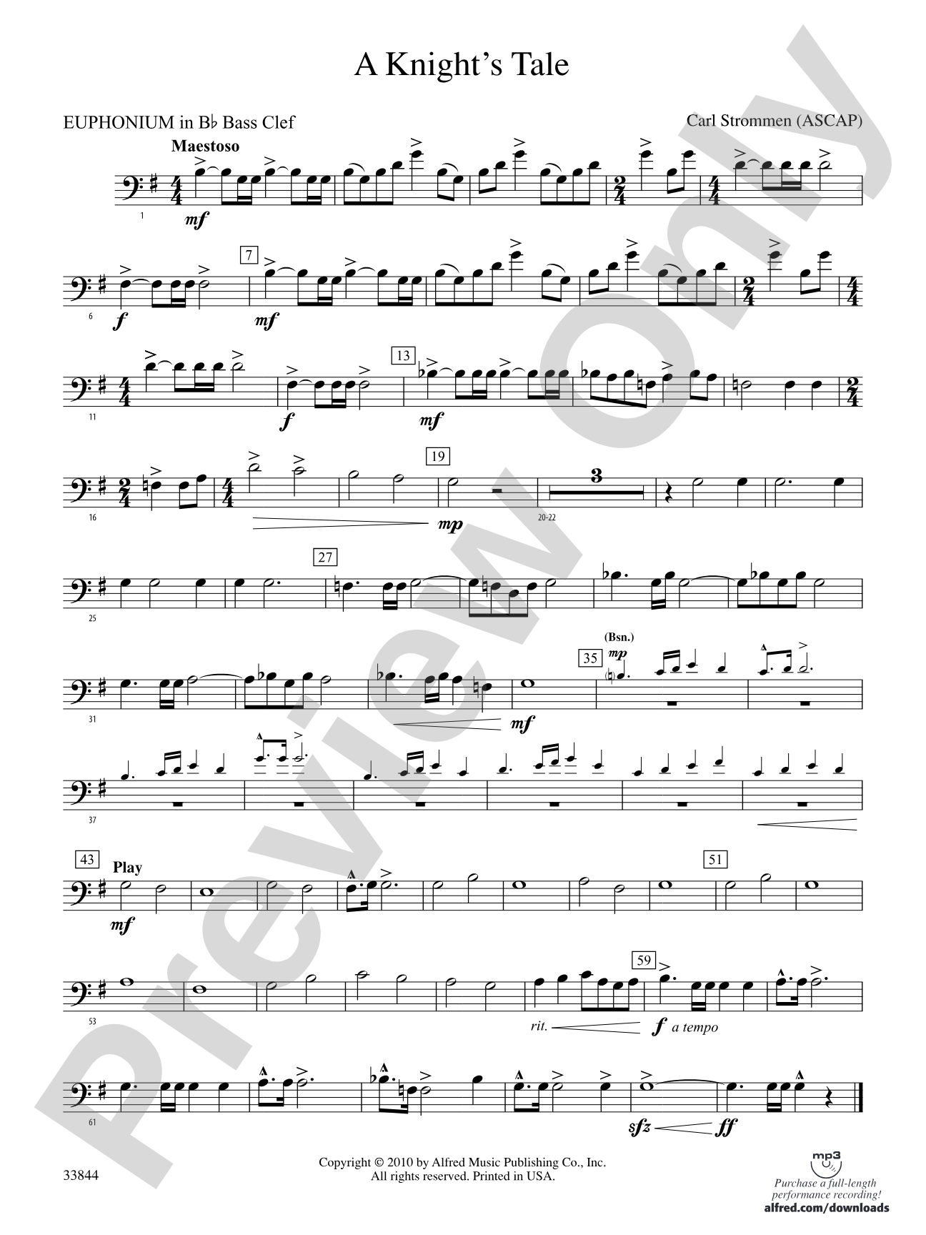 A Knight's Tale: (wp) B-flat Baritone B.C.