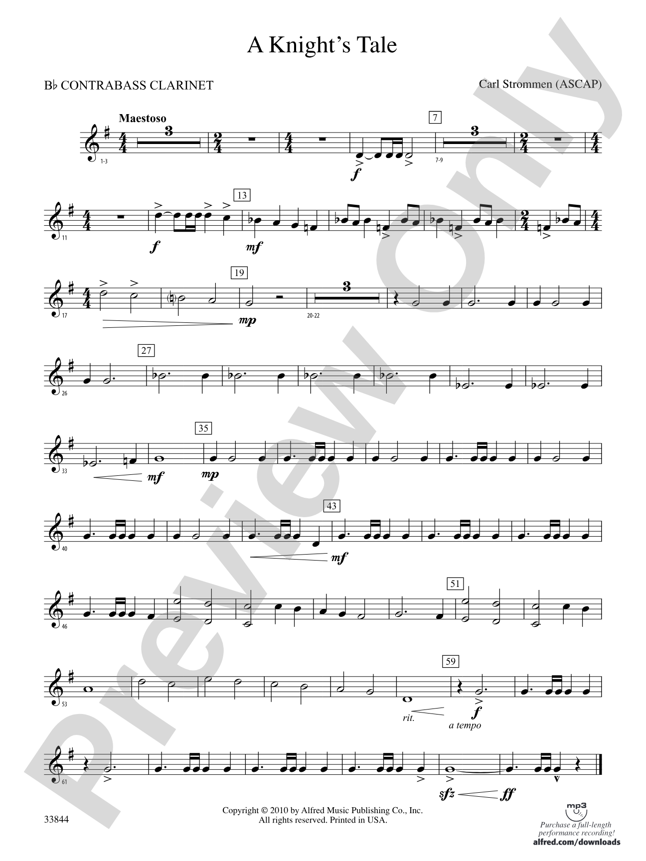 A Knight's Tale: (wp) B-flat Contrabass Clarinet