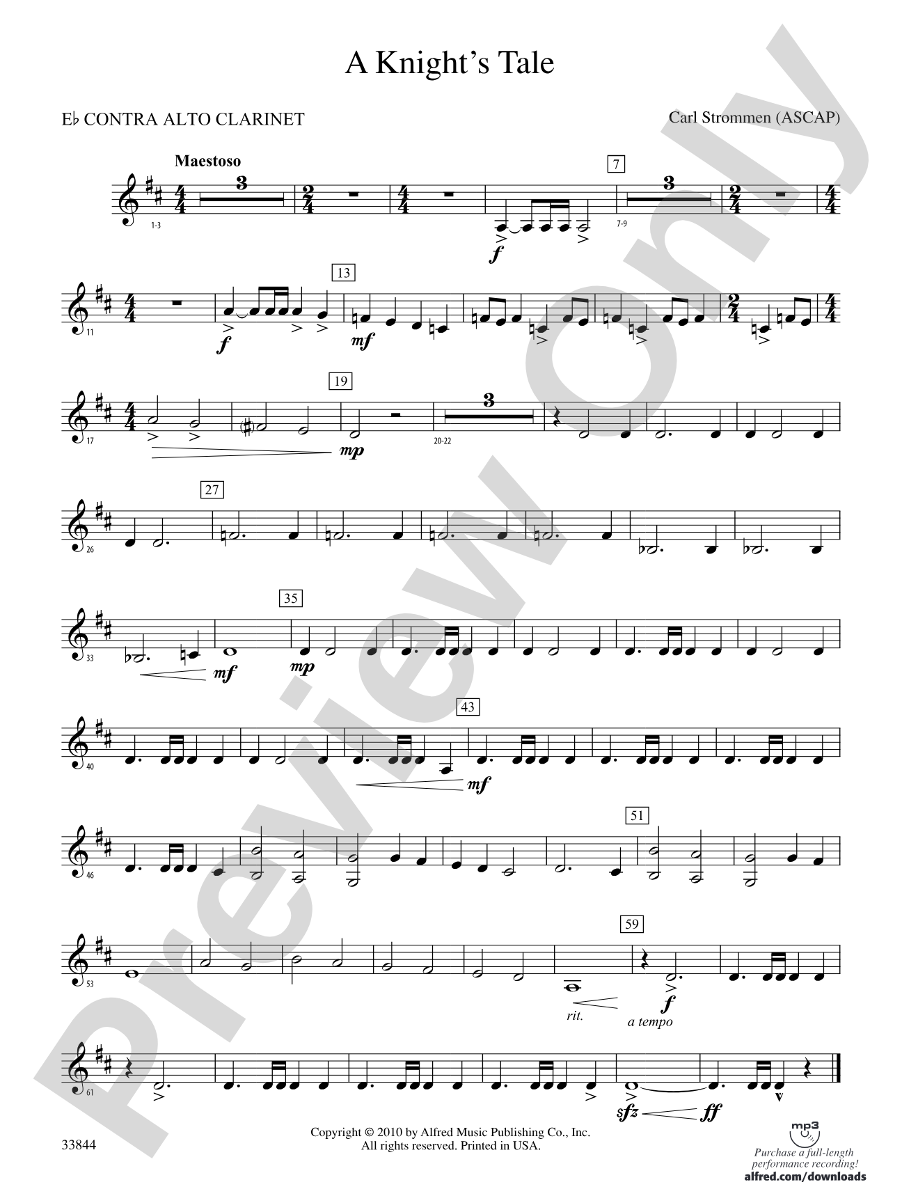 A Knight's Tale: (wp) E-flat Contrabass Clarinet