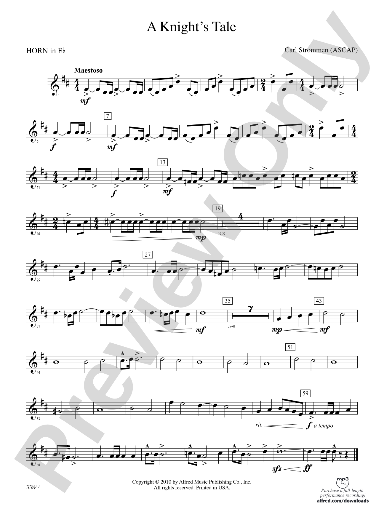 A Knight's Tale: (wp) 1st Horn in E-flat