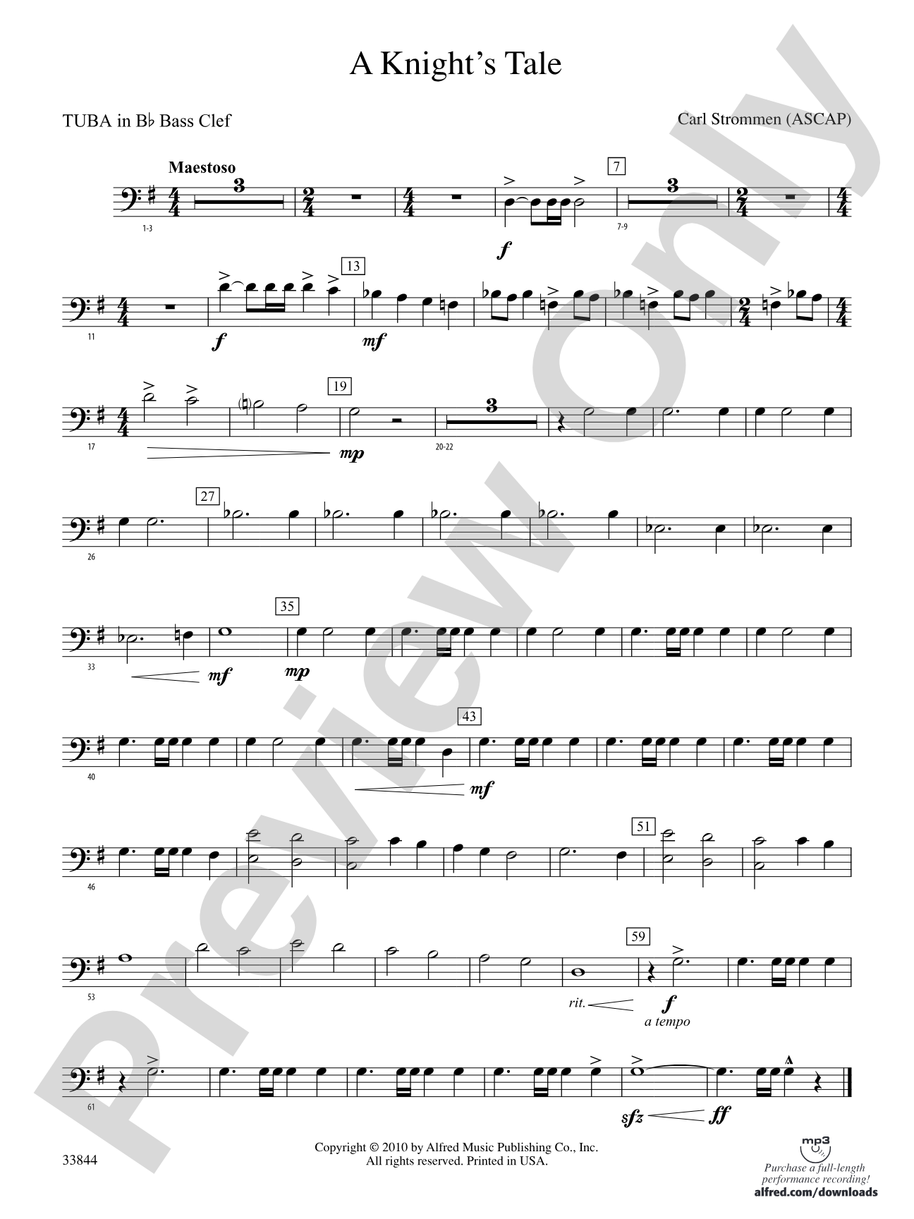 A Knight's Tale: (wp) B-flat Tuba B.C.