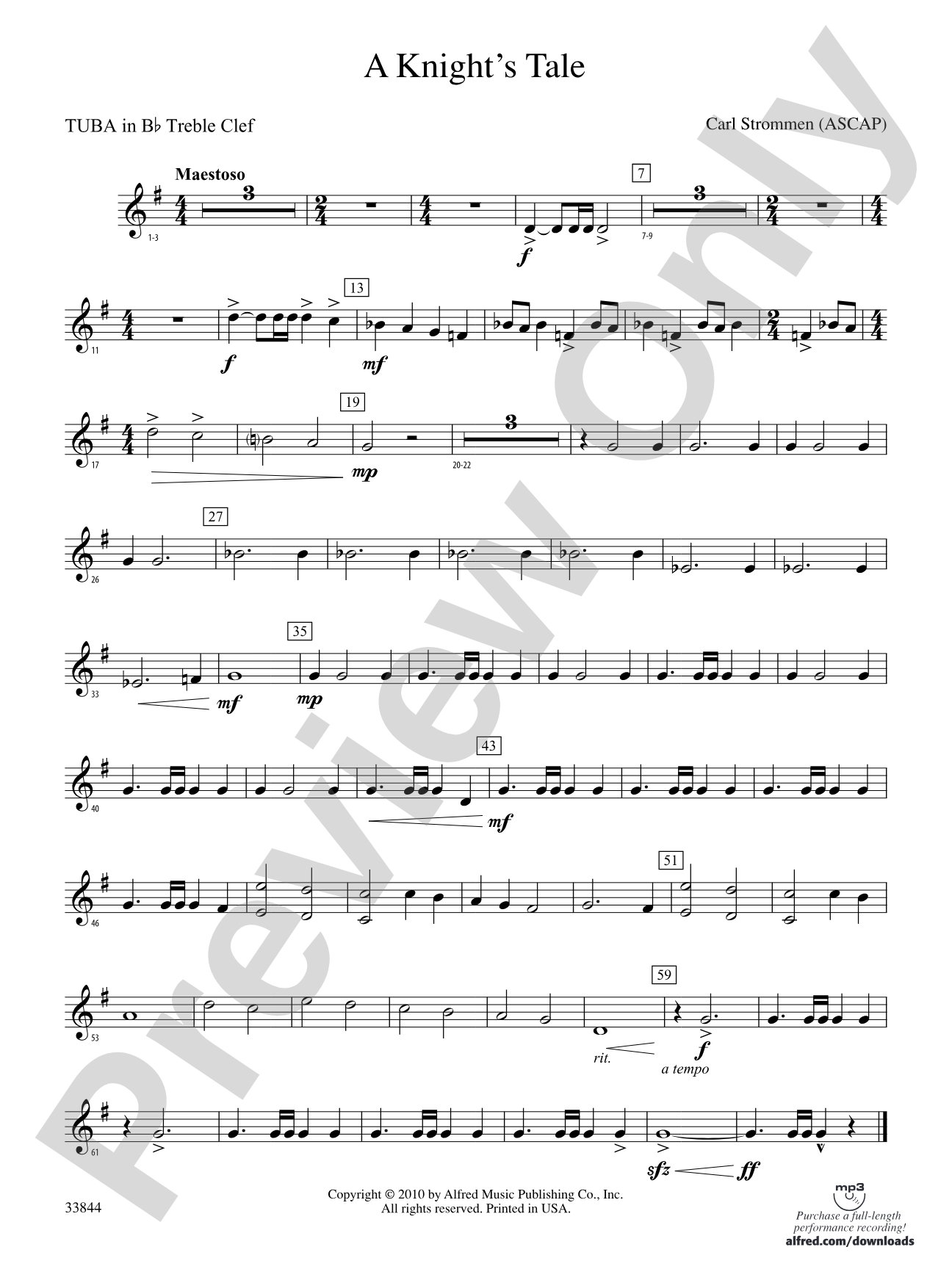 A Knight's Tale: (wp) B-flat Tuba T.C.
