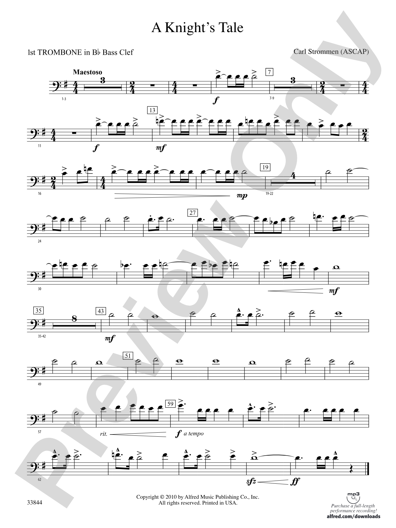 A Knight's Tale: (wp) 1st B-flat Trombone B.C.