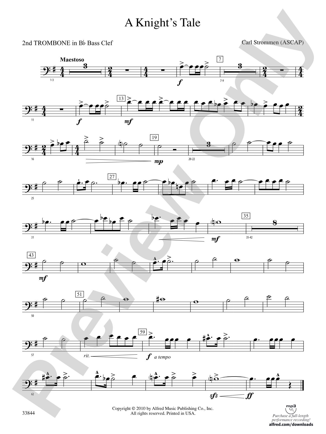 A Knight's Tale: (wp) 2nd B-flat Trombone B.C.