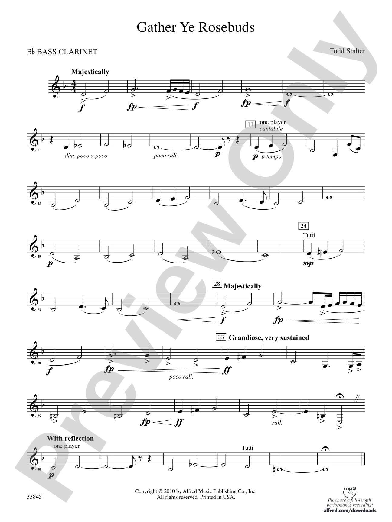 Gather Ye Rosebuds: B-flat Bass Clarinet