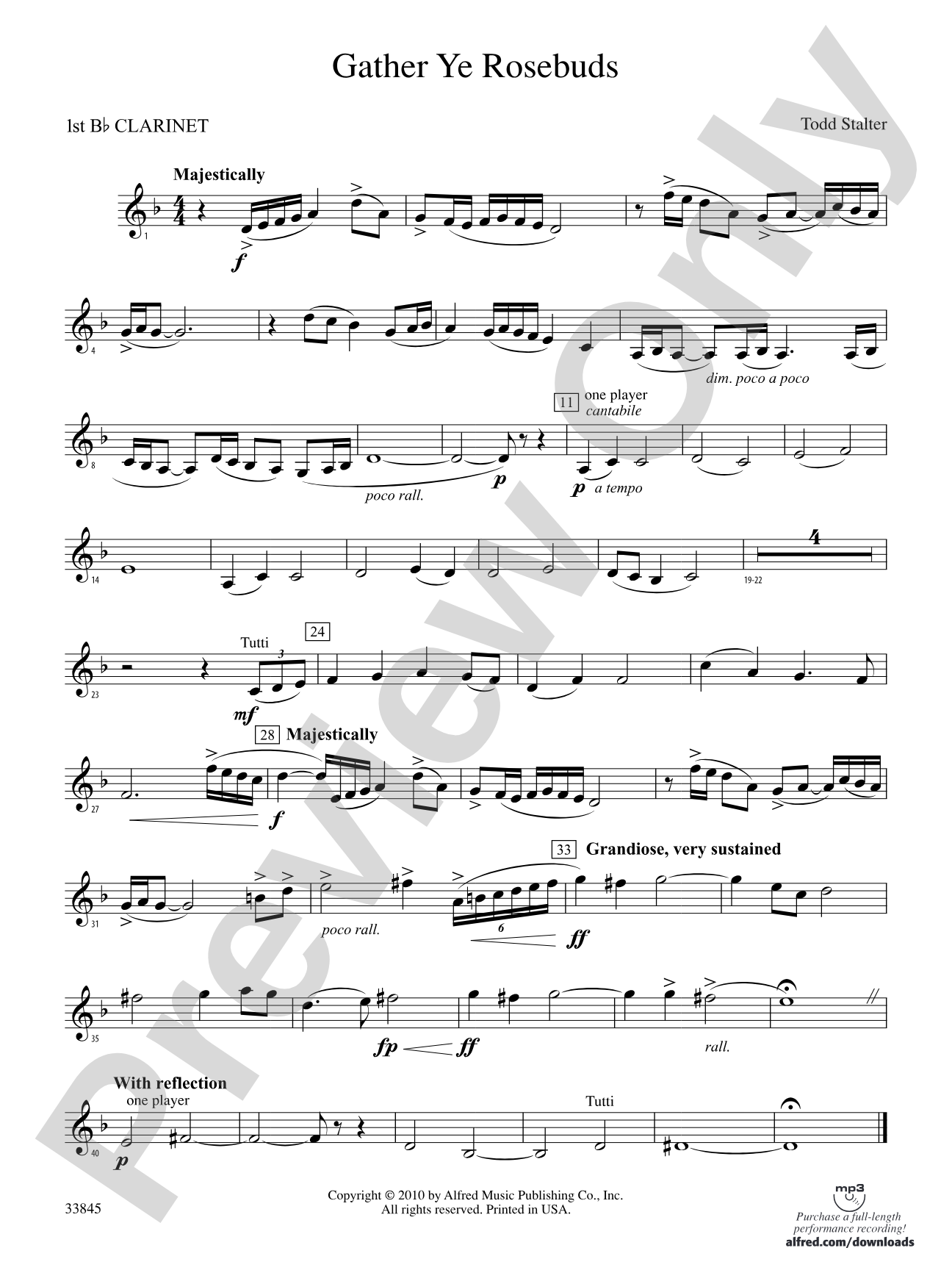Gather Ye Rosebuds: 1st B-flat Clarinet