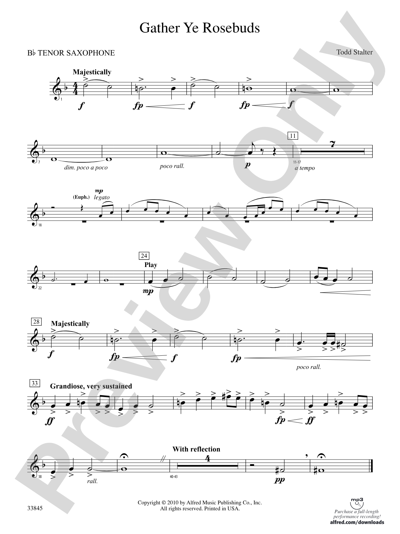 Gather Ye Rosebuds: B-flat Tenor Saxophone