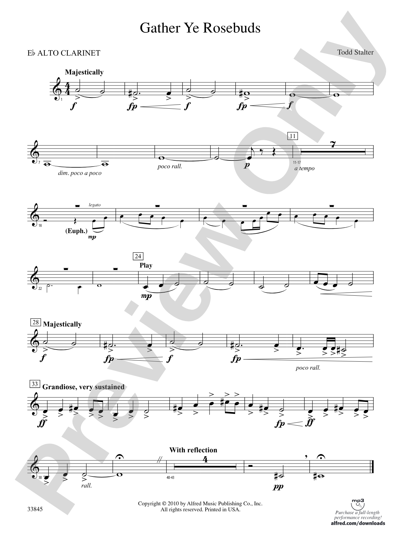 Gather Ye Rosebuds: (wp) E-flat Alto Clarinet