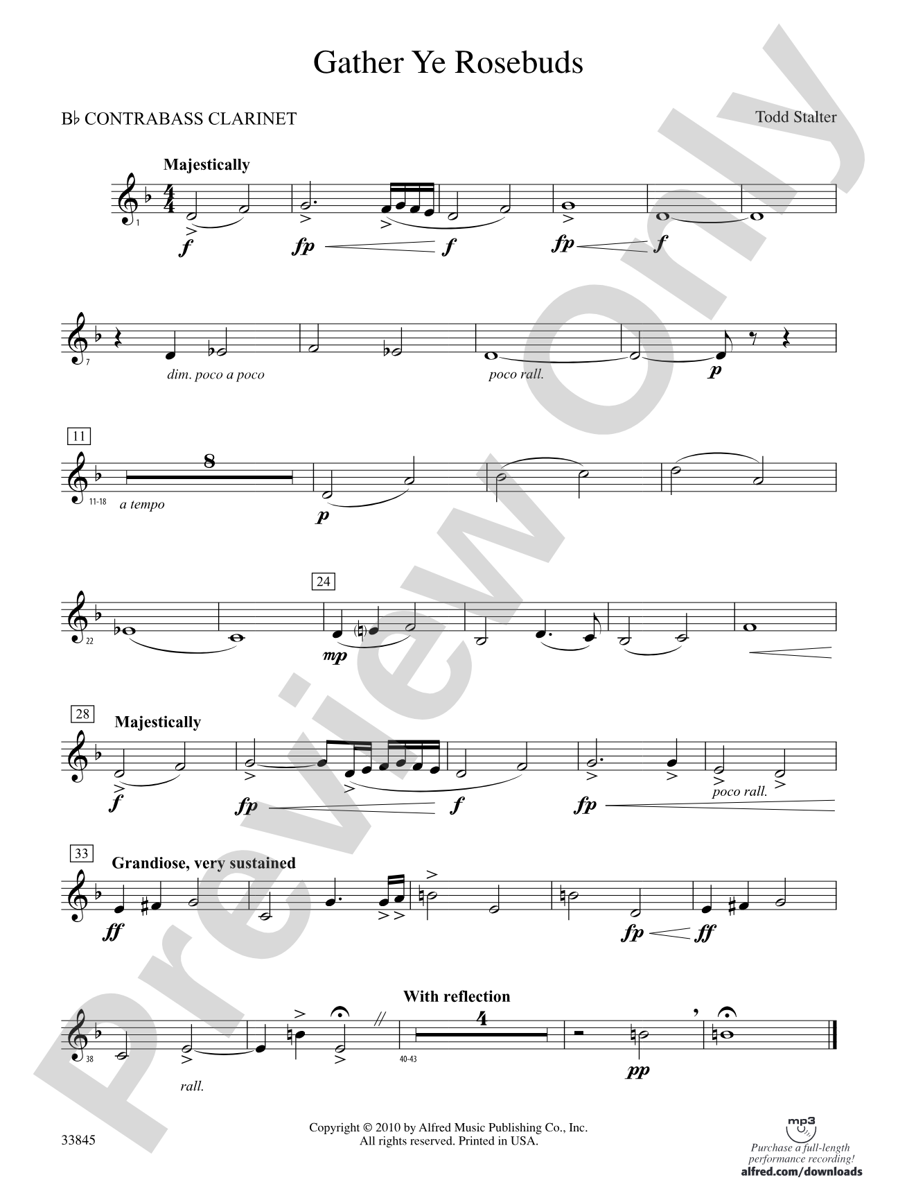 Gather Ye Rosebuds: (wp) B-flat Contrabass Clarinet