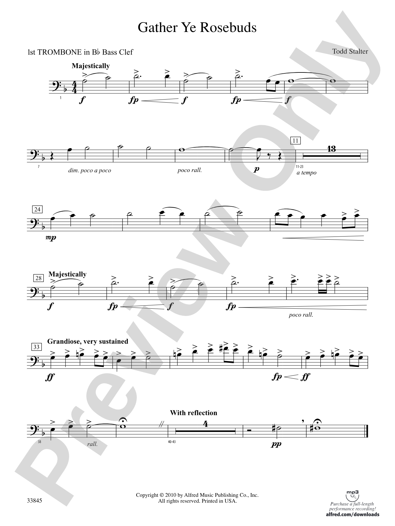Gather Ye Rosebuds: (wp) 1st B-flat Trombone B.C.