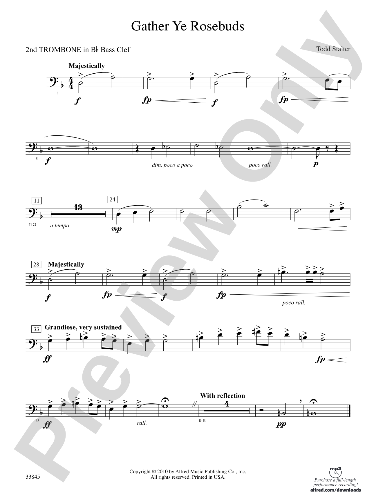 Gather Ye Rosebuds: (wp) 2nd B-flat Trombone B.C.