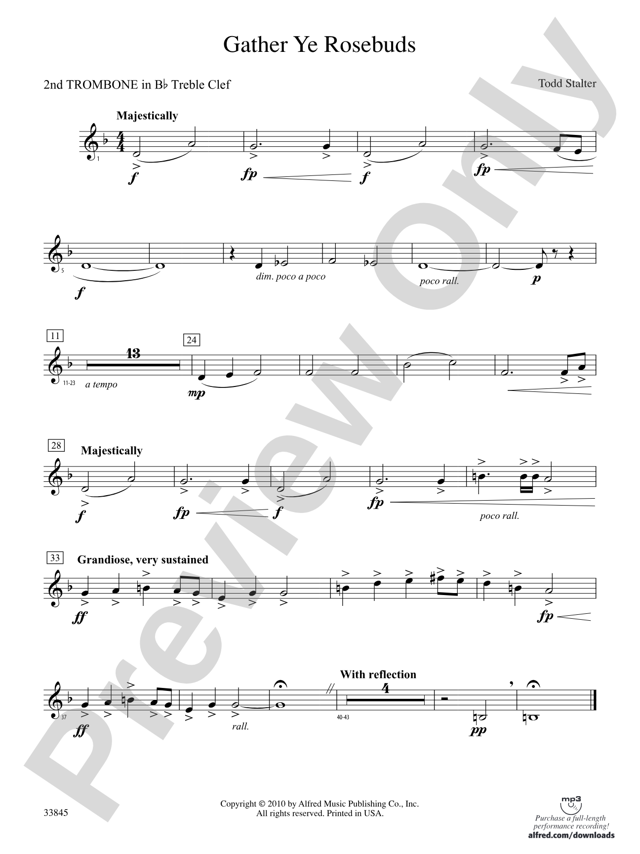Gather Ye Rosebuds: (wp) 2nd B-flat Trombone T.C.