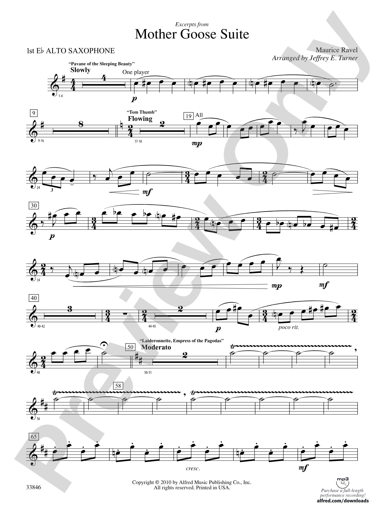 Mother Goose Suite: E-flat Alto Saxophone