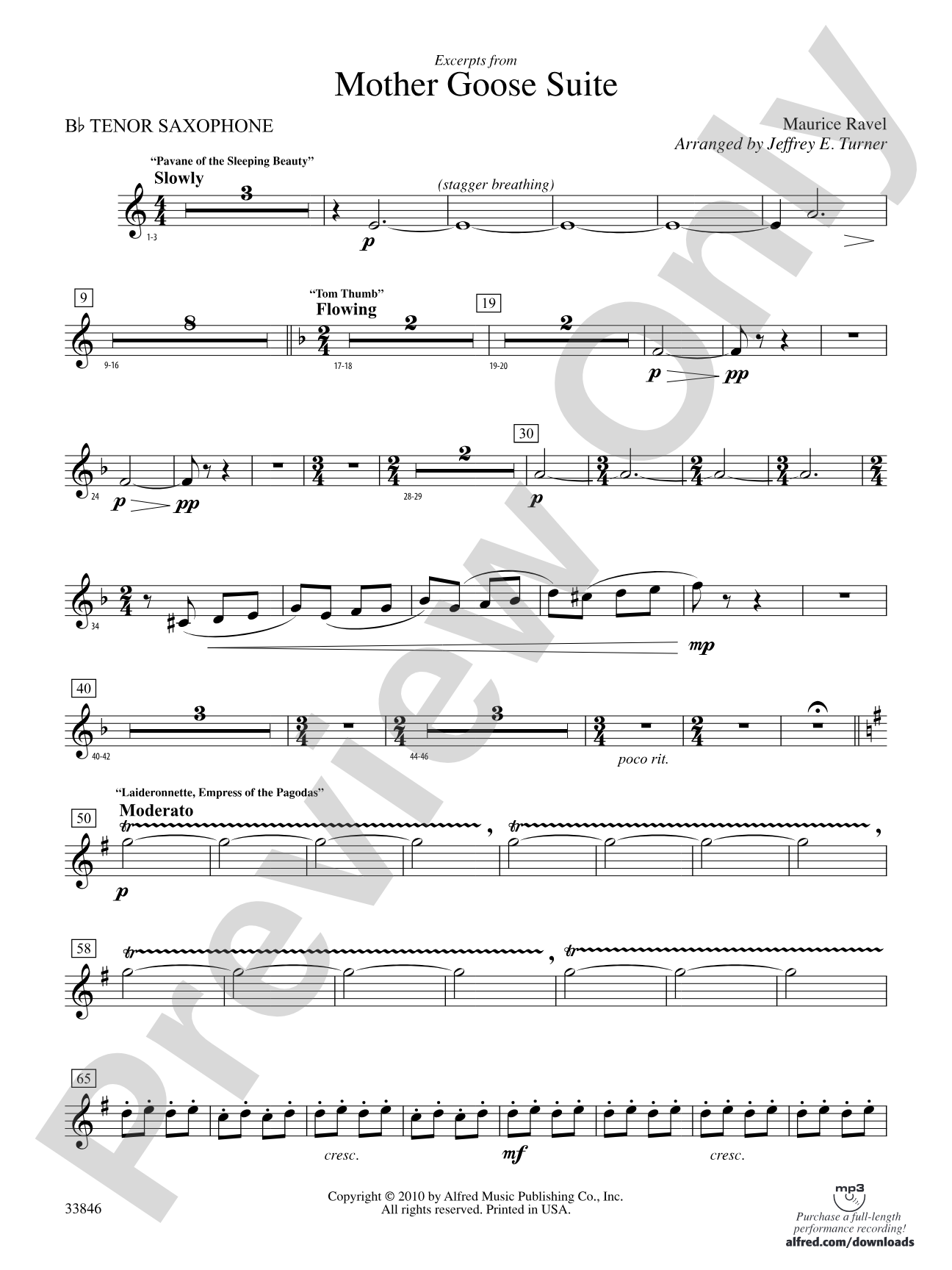 Mother Goose Suite: B-flat Tenor Saxophone