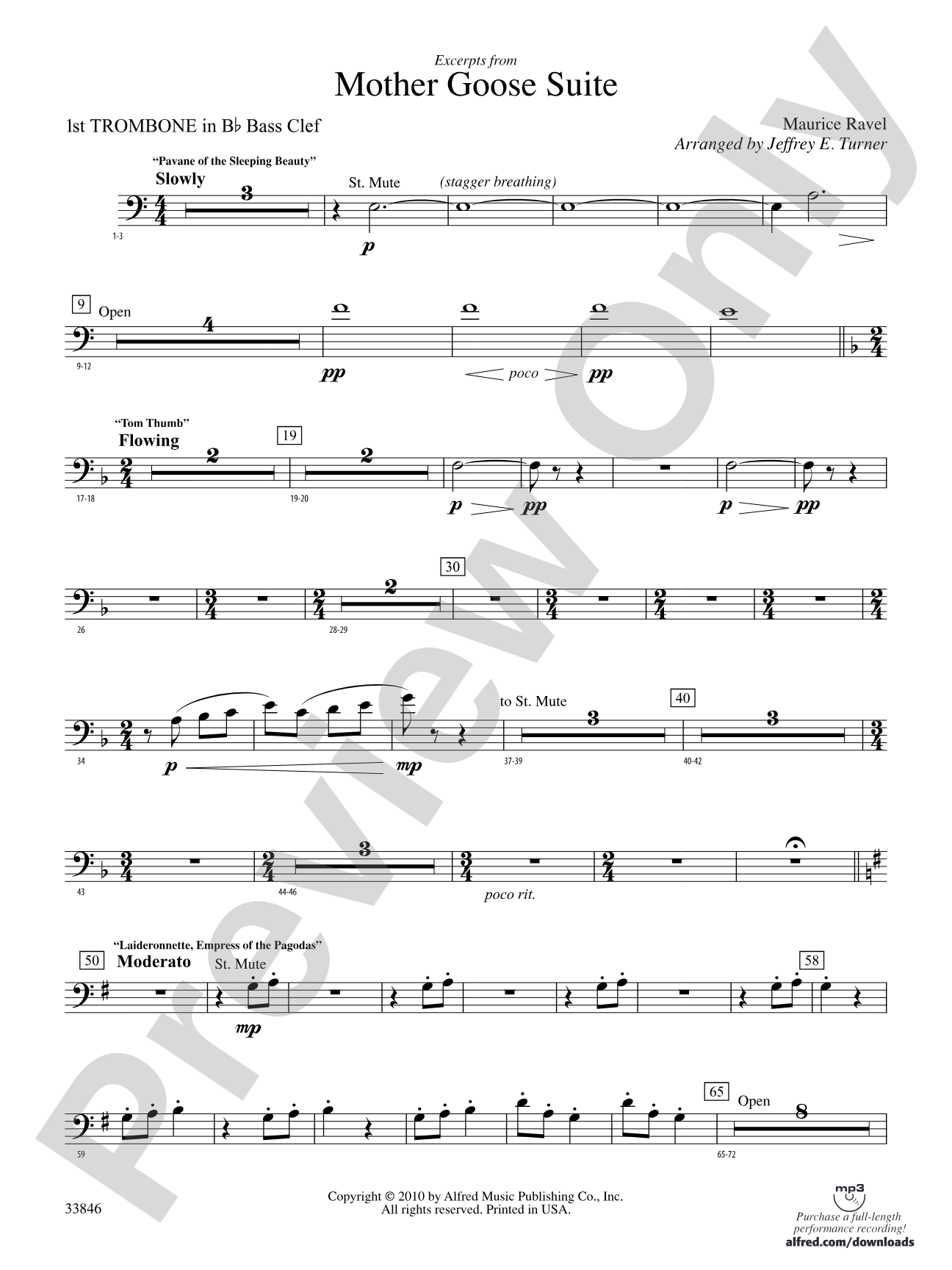 Mother Goose Suite: (wp) 1st B-flat Trombone B.C.